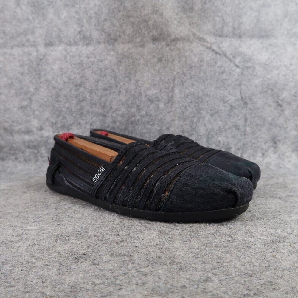 Skechers Bobs Shoes Womens 8 Slip On Flats Casual Memory Foam Black Loafer Plush